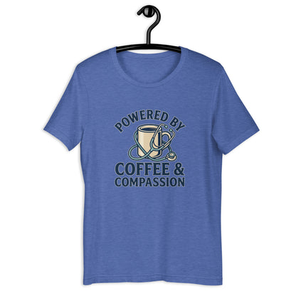 Funny Nurse Coffee Scrubs Life Graphic Tee - in Heather True Royal, front view - VibePrintPop