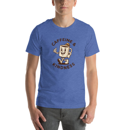Retro Coffee Aesthetic Graphic Tee - in Heather True Royal, front view - VibePrintPop