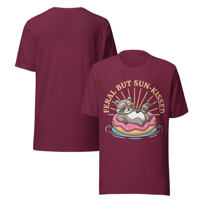 Feral But Sun-Kissed T-Shirt - in Maroon, front view - VibePrintPop