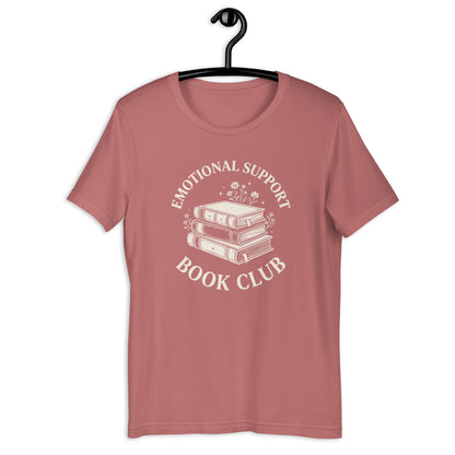 Retro Emotional Support Book Club Shirt - in Mauve, front view - VibePrintPop