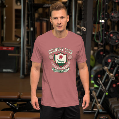 Retro Country Club Benchwarmer T-Shirt - in Mauve, front view - VibePrintPop