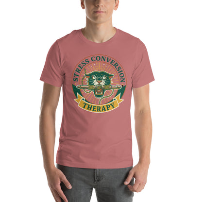 Retro Stressed Crafter T-Shirt - in Mauve, front view - VibePrintPop
