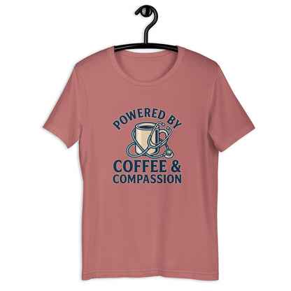 Funny Nurse Coffee Scrubs Life Graphic Tee - in Mauve, front view - VibePrintPop