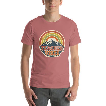 Teacher Vintage Retro Sunset Appreciation Tee - in Mauve, front view - VibePrintPop