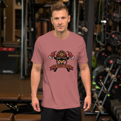 Firefighter Brotherhood Bold Emblem Tee - in Mauve, front view - VibePrintPop