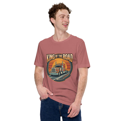 Truck Driver Open Road Vintage Tee - in Mauve, front view - VibePrintPop