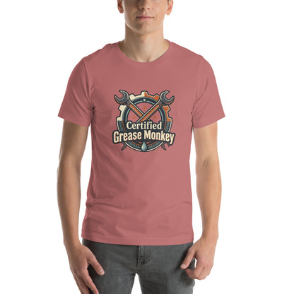 Mechanic Grease Monkey Retro Garage Tee - in Mauve, front view - VibePrintPop