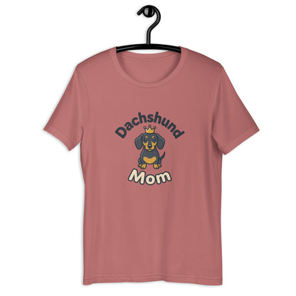 Dachshund Mom Cute Weiner Dog Graphic Tee - in Mauve, front view - VibePrintPop