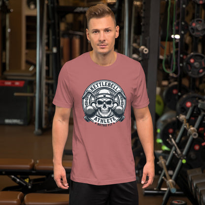 No Pain No Gain Retro Gym Tee - in Mauve, front view - VibePrintPop