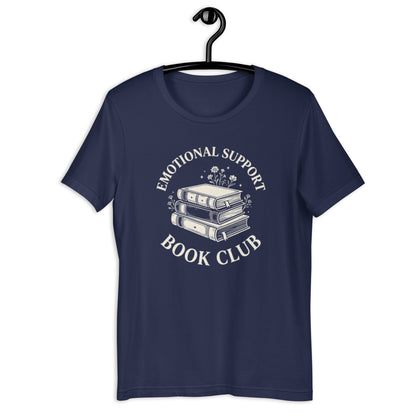 Retro Emotional Support Book Club Shirt - in Navy, front view - VibePrintPop