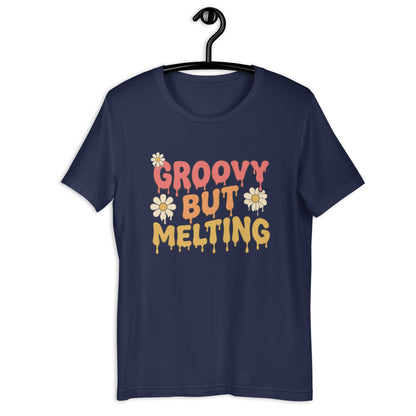 Groovy But Melting T-Shirt - in Navy, front view - VibePrintPop