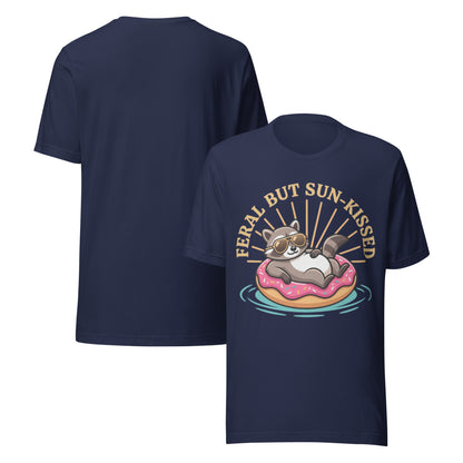 Feral But Sun-Kissed T-Shirt - in Navy, front view - VibePrintPop