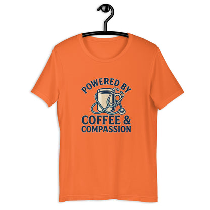 Funny Nurse Coffee Scrubs Life Graphic Tee - in Orange, front view - VibePrintPop