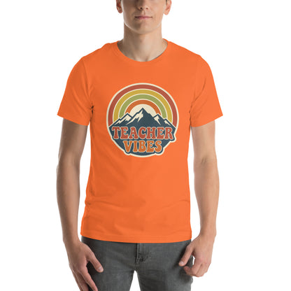 Teacher Vintage Retro Sunset Appreciation Tee - in Orange, front view - VibePrintPop