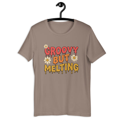 Groovy But Melting T-Shirt - in Pebble, front view - VibePrintPop