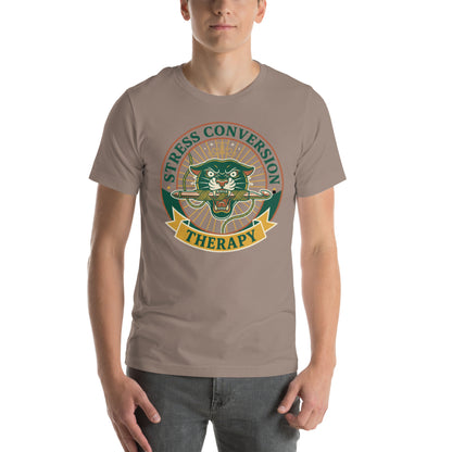 Retro Stressed Crafter T-Shirt - in Pebble, front view - VibePrintPop