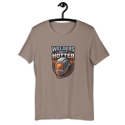 Welder Sparks Fly Bold Trade Tee - in Pebble, front view - VibePrintPop
