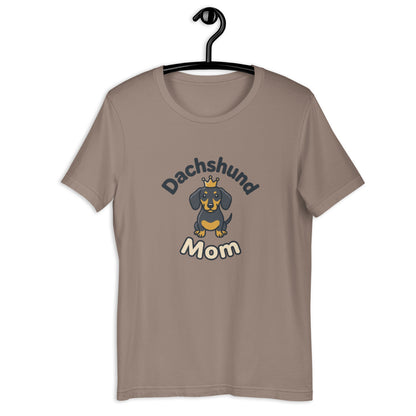 Dachshund Mom Cute Weiner Dog Graphic Tee - in Pebble, front view - VibePrintPop