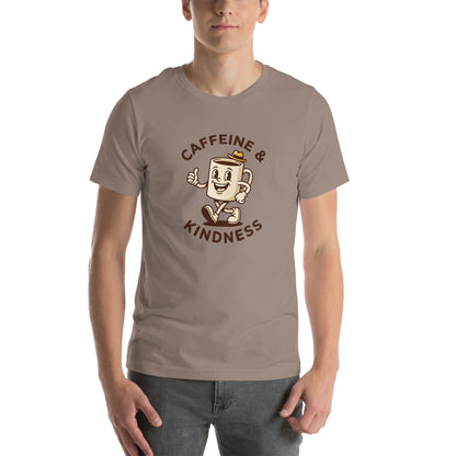 Retro Coffee Aesthetic Graphic Tee - in Pebble, front view - VibePrintPop
