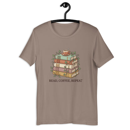 Just One More Chapter Book Tee - in Pebble, front view - VibePrintPop