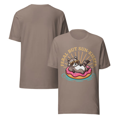 Feral But Sun-Kissed T-Shirt - in Pebble, front view - VibePrintPop