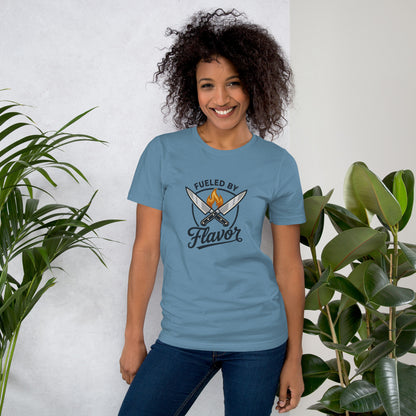 Chef Culinary Passion Vintage Kitchen Tee - in Steel Blue, front view - VibePrintPop