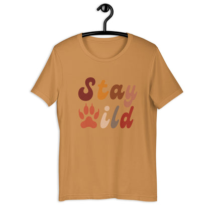 Retro Stay Wild T-Shirt - in Toast, front view - VibePrintPop