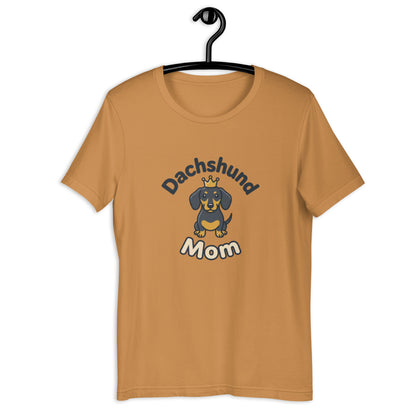 Dachshund Mom Cute Weiner Dog Graphic Tee - in Toast, front view - VibePrintPop
