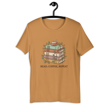 Just One More Chapter Book Tee - in Toast, front view - VibePrintPop