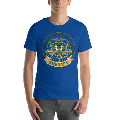 Retro Stressed Crafter T-Shirt - in True Royal, front view - VibePrintPop