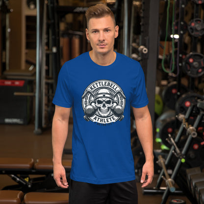 No Pain No Gain Retro Gym Tee - in True Royal, front view - VibePrintPop
