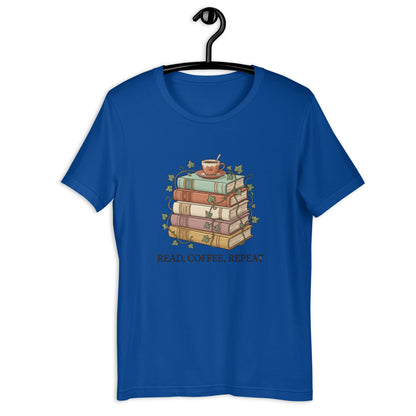Just One More Chapter Book Tee - in True Royal, front view - VibePrintPop