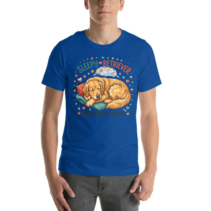 Wholesome Cat Dad Retro Graphic Tee - in True Royal, front view - VibePrintPop