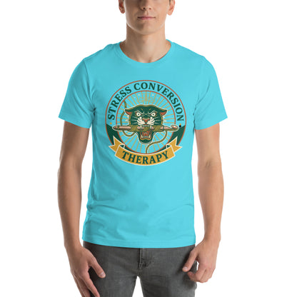 Retro Stressed Crafter T-Shirt - in Turquoise, front view - VibePrintPop