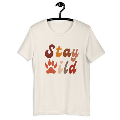 Retro Stay Wild T-Shirt - in Vintage White, front view - VibePrintPop