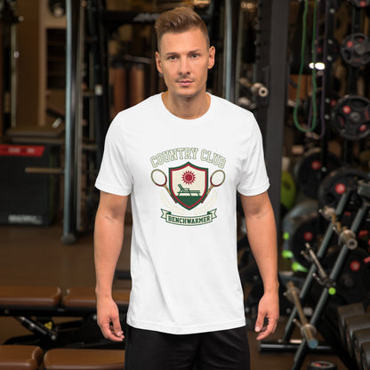 Retro Country Club Benchwarmer T-Shirt - in White, front view - VibePrintPop