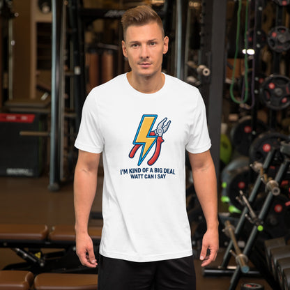 Electrician Funny Voltage Humor Graphic Tee - in White, front view - VibePrintPop