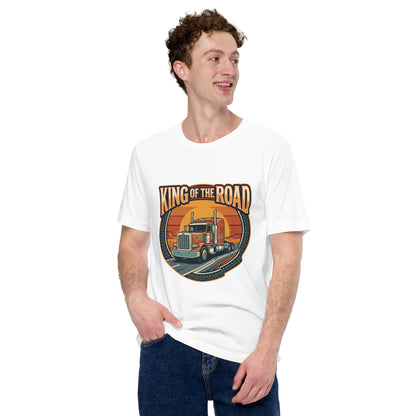 Truck Driver Open Road Vintage Tee - in White, front view - VibePrintPop