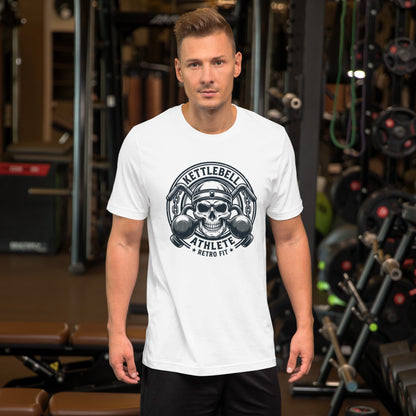 No Pain No Gain Retro Gym Tee - in White, front view - VibePrintPop