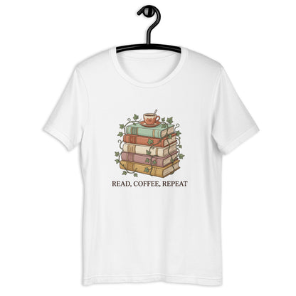 Just One More Chapter Book Tee - in White, front view - VibePrintPop