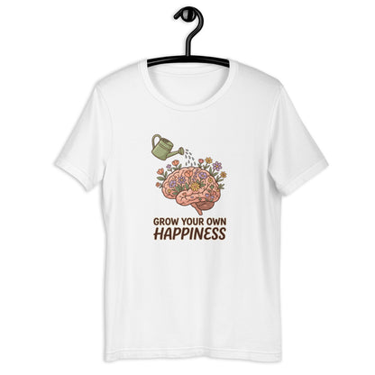 Grow At Your Own Pace Tee - in White, front view - VibePrintPop