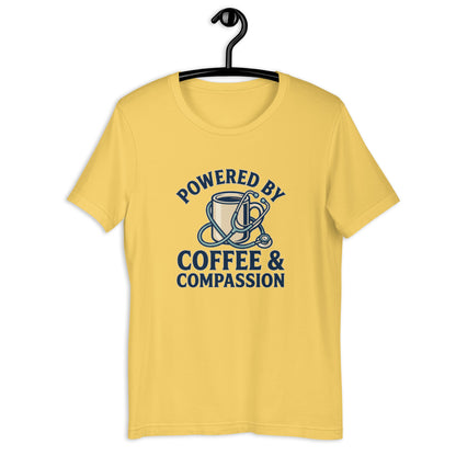 Funny Nurse Coffee Scrubs Life Graphic Tee - in Yellow, front view - VibePrintPop